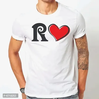 R Latter With Heart Printed Tshirt for Mens