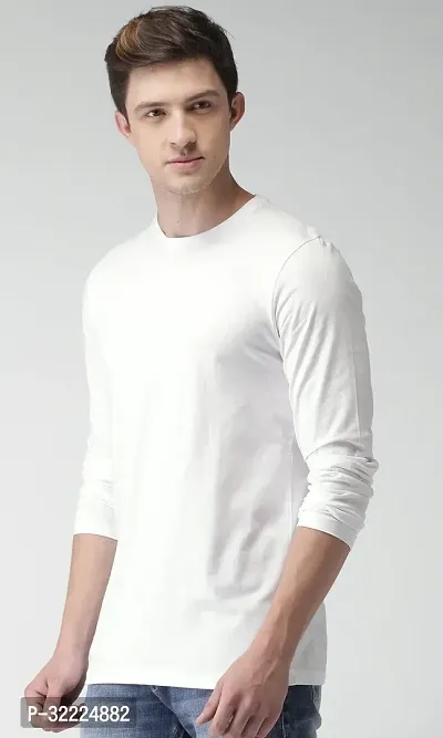 Comfortable White Cotton Tees For Men-thumb0