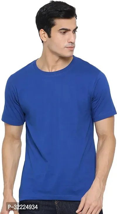 Comfortable Blue Cotton Tees For Men-thumb0