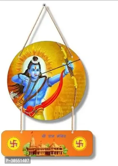 Shree Ram Mandir Round Shape Decorative Wall Hanging Wooden Art For Home Wh-203 Digital Reprint-thumb0