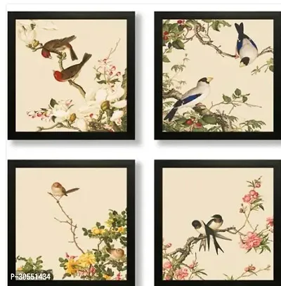 Set Of 4 Birds Digital Reprint 19 Inch X 19 Inch Painting