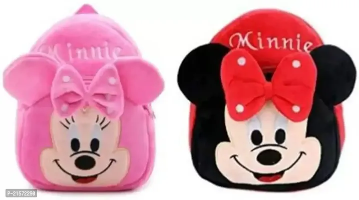 CSK Minnie Pink  Minnie Red Down Combo Kids School Bag Cute Backpacks for Girls/Boys/Animal Cartoon Mini Travel Bag Backpack for Kids Girl Boy 2-6 Years