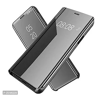 CSK Flip Cover Samsung Galaxy S21 Mirror Flip Poly Carbonate Semi Transparent, Mirror Flip Case Cover for Samsung Galaxy S21 - Black-thumb2