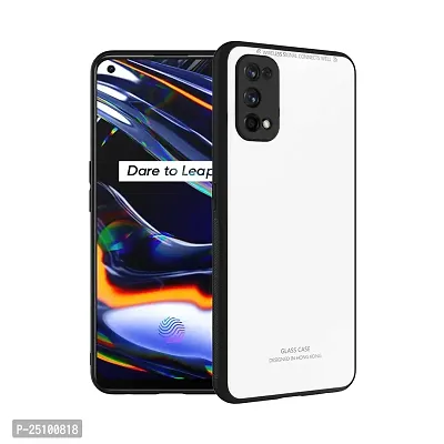 CSK Glass Back Case Cover for Realme 7 pro Luxury Toughened Shockproof TPU Bumper Case Cover Designed for Realme 7 pro (White)