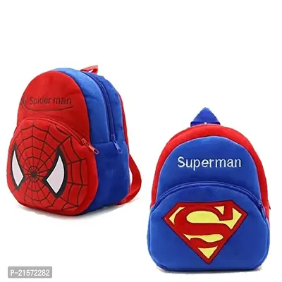 CSK Superman  Spiderman Red 2 Combo Kids School Bag Cute Backpacks for Girls/Boys/Animal Cartoon Mini Travel Bag Backpack for Kids Girl Boy 2-6 Years