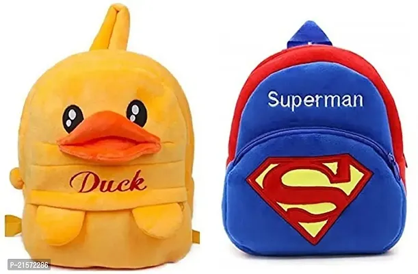 CSK Superman  Duck Combo Kids School Bag Cute Backpacks for Girls/Boys/Animal Cartoon Mini Travel Bag Backpack for Kids Girl Boy 2-6 Years