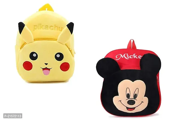 CSK Pikachu  Mickey Down Red Combo Kids School Bag Cute Backpacks for Girls/Boys/Animal Cartoon Mini Travel Bag Backpack for Kids Girl Boy 2-6 Years
