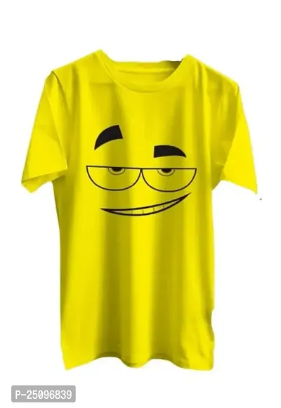 CSK Store Smiley Face and Eye Glasses Wear Design Round Neck T-Shirt for Men