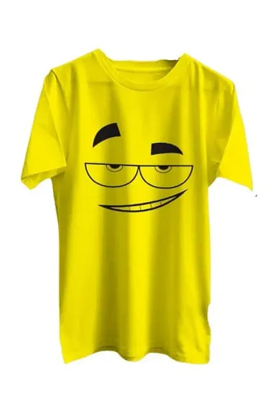 CSK Store Smiley Face and Eye Glasses Wear Design Round Neck T-Shirt for Men