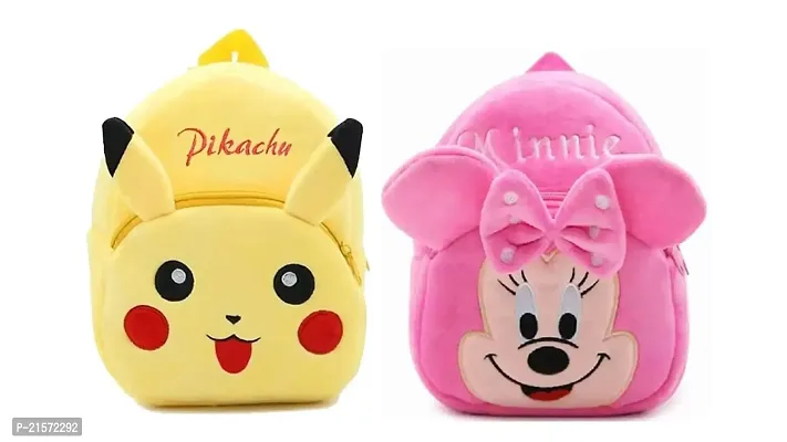 CSK Minnie Pink  Pikachu Combo Kids School Bag Cute Backpacks for Girls/Boys/Animal Cartoon Mini Travel Bag Backpack for Kids Girl Boy 2-6 Years