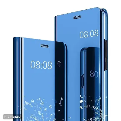 CSK Flip Cover Samsung Galaxy M02s Mirror Flip Heavy Case Video Stand 360? Protection Mobile Flip Cover for Samsung Galaxy M02s - Blue-thumb0
