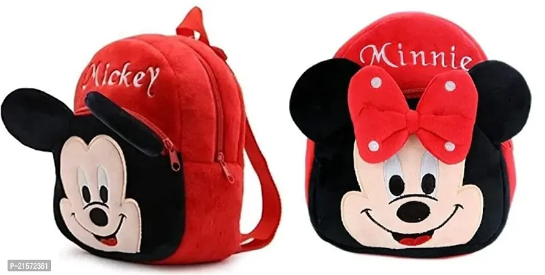 CSK Mickey  Minnie red Combo Kids School Bag Cute Backpacks for Girls/Boys/Animal Cartoon Mini Travel Bag Backpack for Kids Girl Boy 2-6 Years