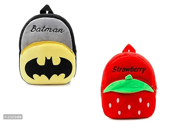 CSK Batman  Stawarry Combo Kids School Bag Cute Backpacks for Girls/Boys/Animal Cartoon Mini Travel Bag Backpack for Kids Girl Boy 2-6 Years