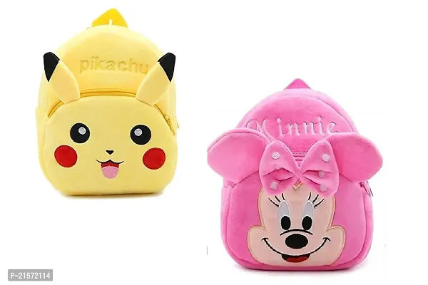 CSK Pikachu  Minnie Pink Combo Kids School Bag Cute Backpacks for Girls/Boys/Animal Cartoon Mini Travel Bag Backpack for Kids Girl Boy 2-6 Years