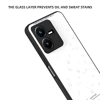 CSK Luxurious Toughened Glass Back Case with Shockproof TPU Bumper Case Cover Designed for?Vivo Y22s - White-thumb2