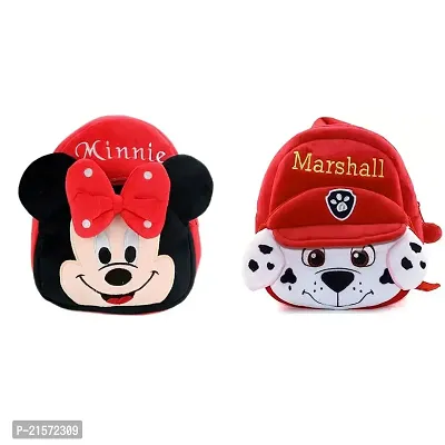 CSK Marshall  Minnie Red Down Combo Kids School Bag Cute Backpacks for Girls/Boys/Animal Cartoon Mini Travel Bag Backpack for Kids Girl Boy 2-6 Years