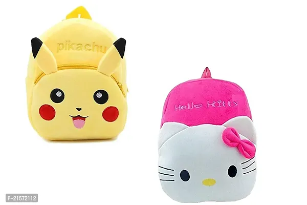 CSK Pikachu Hello Kitty Combo Kids School Bag Cute Backpacks for Girls/Boys/Animal Cartoon Mini Travel Bag Backpack for Kids Girl Boy 2-6 Years
