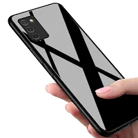 CSK Luxurious Toughened Glass Back Case with Shockproof TPU Bumper Case Cover Designed for?Samsung Galaxy M02s - Black-thumb2
