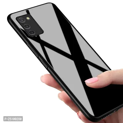 CSK Luxurious Toughened Glass Back Case with Shockproof TPU Bumper Case Cover Designed for?Samsung Galaxy M02s - Black-thumb3