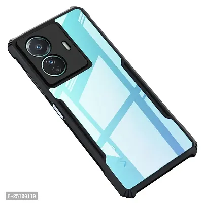 CSK Vivo T1 Pro Case Back Cover Shockproof Bumper Crystal Clear Camera Protection | Acrylic Transparent Eagle Cover for Vivo T1 Pro (Black).