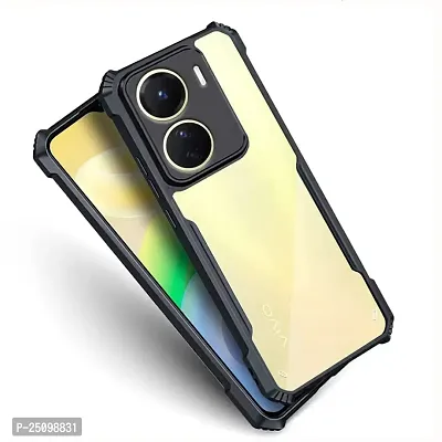 CSK Vivo Y02s Case Back Cover Shockproof Bumper Crystal Clear Camera Protection | Acrylic Transparent Eagle Cover for Vivo Y02s (Black).-thumb2