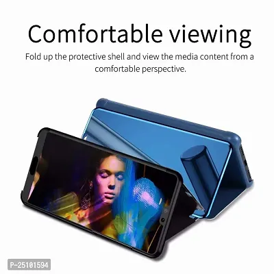 CSK Flip Cover Oppo 31 Mirror Flip Heavy Case Video Stand 360? Protection Mobile Flip Cover for Oppo 31 - Blue-thumb3