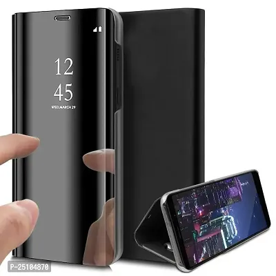CSK Flip Cover Samsung Galaxy S7 Edge Mirror Flip Poly Carbonate Semi Transparent, Mirror Flip Case Cover for Samsung Galaxy S7 Edge - Black-thumb0