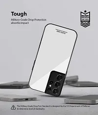 CSK Luxurious Toughened Glass Back Case with Shockproof TPU Bumper Case Cover Designed for?Samsung Galaxy S22 Ultra - White-thumb4