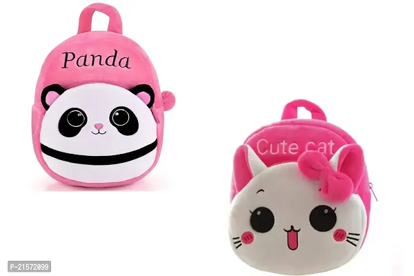 CSK Panda Pink Cute Cat Combo Kids School Bag Cute Backpacks for Girls/Boys/Animal Cartoon Mini Travel Bag Backpack for Kids Girl Boy 2-6 Years