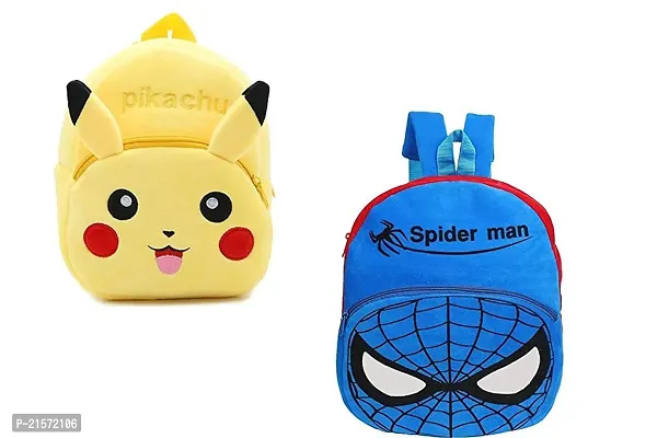 CSK Pikachu  Spider Blue Combo Kids School Bag Cute Backpacks for Girls/Boys/Animal Cartoon Mini Travel Bag Backpack for Kids Girl Boy 2-6 Years