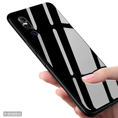 CSK Luxurious Toughened Glass Back Case with Shockproof TPU Bumper Case Cover Designed for?Vivo V15 Pro - Black