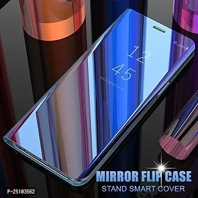 CSK Flip Cover Oppo A15 Mirror Flip Heavy Case Video Stand 360? Protection Mobile Flip Cover for Oppo A15 - Blue-thumb5