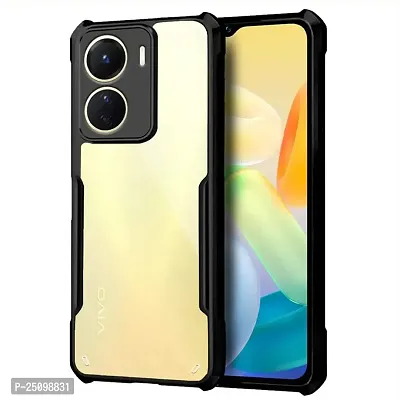 CSK Vivo Y02s Case Back Cover Shockproof Bumper Crystal Clear Camera Protection | Acrylic Transparent Eagle Cover for Vivo Y02s (Black).-thumb0