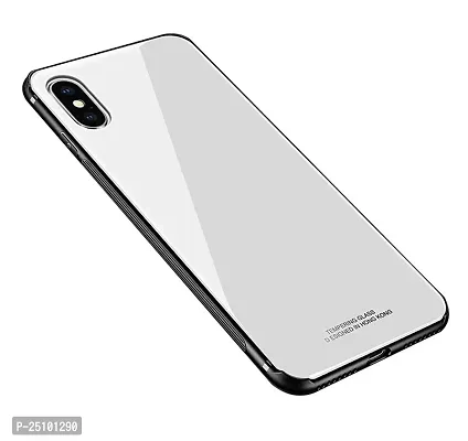 CSK Luxurious Toughened Glass Back Case with Shockproof TPU Bumper Case Cover Designed for?Apple i-Phone XS MAX - White