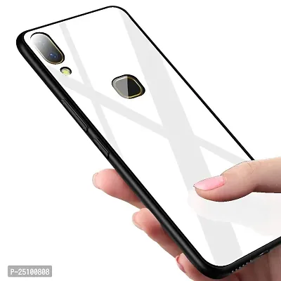 CSK Luxurious Toughened Glass Back Case with Shockproof TPU Bumper Case Cover Designed for?Vivo Y91 - White