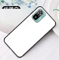 CSK Luxurious Toughened Glass Back Case with Shockproof TPU Bumper Case Cover Designed for?MI 10T 5G - White-thumb2