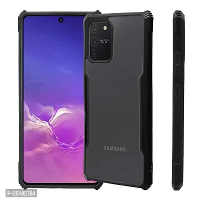 CSK Samsung Galaxy S10 Lite Case Back Cover Shockproof Bumper Crystal Clear Camera Protection | Acrylic Transparent Eagle Cover for Samsung Galaxy S10 Lite (Black).