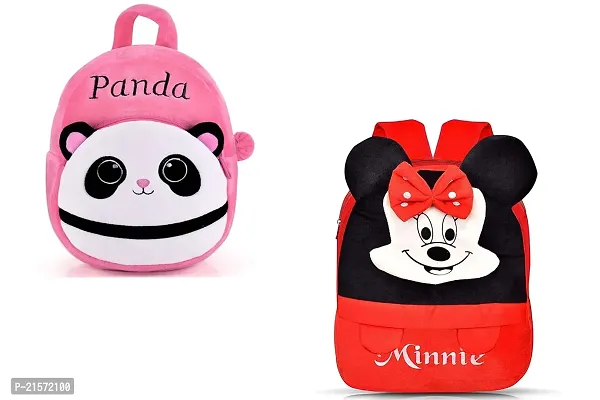 CSK Panda Pink  Headup Minnie red Combo Kids School Bag Cute Backpacks for Girls/Boys/Animal Cartoon Mini Travel Bag Backpack for Kids Girl Boy 2-6 Years-thumb0