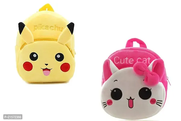 CSK Pikachu  Cute cat Combo Kids School Bag Cute Backpacks for Girls/Boys/Animal Cartoon Mini Travel Bag Backpack for Kids Girl Boy 2-6 Years-thumb0