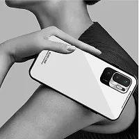 CSK Luxurious Toughened Glass Back Case with Shockproof TPU Bumper Case Cover Designed for?Poco M3 pro - White-thumb3