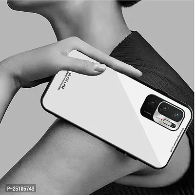 CSK Luxurious Toughened Glass Back Case with Shockproof TPU Bumper Case Cover Designed for?Poco M3 pro - White-thumb4