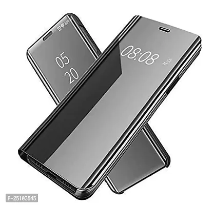 CSK Flip Cover Samsung Galaxy A72 Mirror Flip Heavy Case Video Stand 360? Protection Mobile Flip Cover for Samsung Galaxy A72 - Black-thumb3