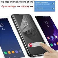 CSK Flip Cover Oppo A53 Clear Mirror View Leather Flip PC Mirror Flip Folio with Magnetic Horizontal Kickstand Mirror Flip Case for Oppo A53 - Black-thumb2
