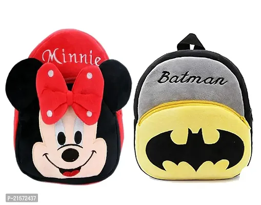 CSK Minnie Red  Batman Combo Kids School Bag Cute Backpacks for Girls/Boys/Animal Cartoon Mini Travel Bag Backpack for Kids Girl Boy 2-6 Years-thumb0