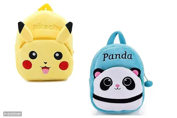 CSK Pikachu  Blue Panda Combo Kids School Bag Cute Backpacks for Girls/Boys/Animal Cartoon Mini Travel Bag Backpack for Kids Girl Boy 2-6 Years