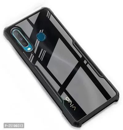 CSK Vivo Y11 Case Back Cover Shockproof Bumper Crystal Clear Camera Protection | Acrylic Transparent Eagle Cover for Vivo Y11 (Black).