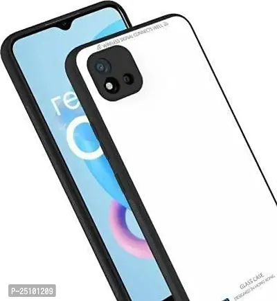 CSK Glass Back Case Cover for Realme C21 Luxury Toughened Shockproof TPU Bumper Case Cover Designed for Realme C21 (White)-thumb2
