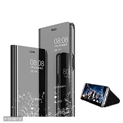 CSK Flip Cover OnePlus 9R Mirror Flip Heavy Case Video Stand 360? Protection Mobile Flip Cover for OnePlus 9R - Black-thumb0