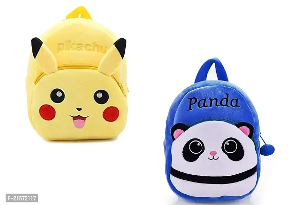 CSK Pikachu  Panda Blue down Combo Kids School Bag Cute Backpacks for Girls/Boys/Animal Cartoon Mini Travel Bag Backpack for Kids Girl Boy 2-6 Years