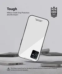 CSK Luxurious Toughened Glass Back Case with Shockproof TPU Bumper Case Cover Designed for?Vivo Y22s - White-thumb3